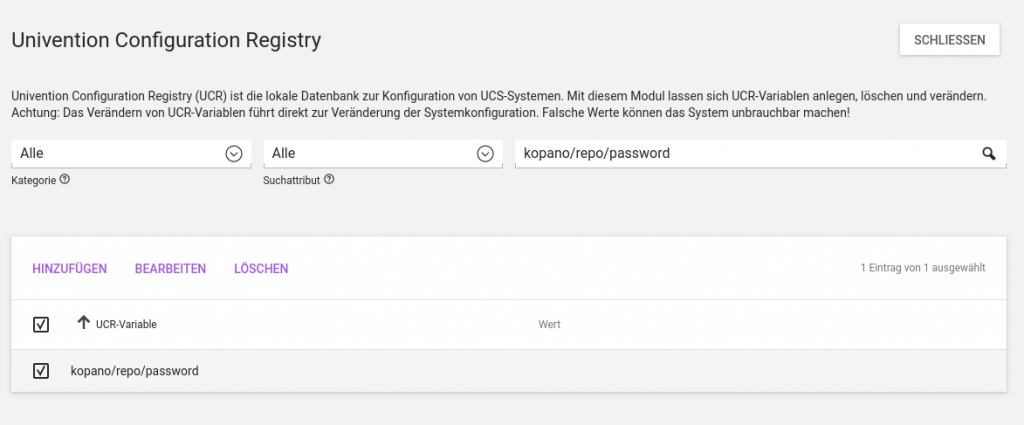 Univention Configuration Registry_Screenshot